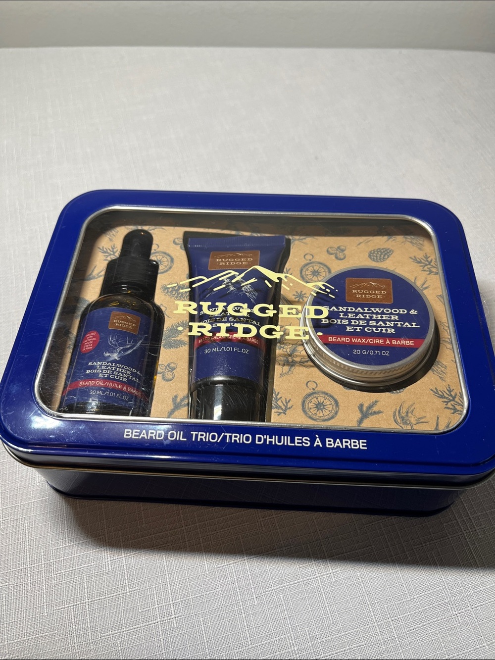 Rugged Ridge Beard Care Trio - Sandalwood & Cedar - Blue Tin
New